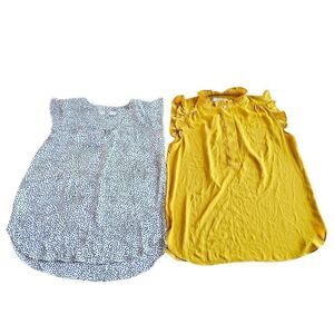 LOFT Sz s mustard yellow and white black polkadots carrer top bundle